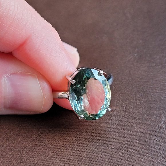 Stunning Natural Afghan Aquamarine Ring 3.65 CT, 18KT white gold, Blue-Green - Picture 2 of 10